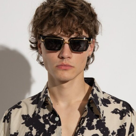 Balmain Men Sunglasses Titanium Black Gold Grey Rectangle ADMIRABLE BPS-130A-52 - Picture 2 of 14